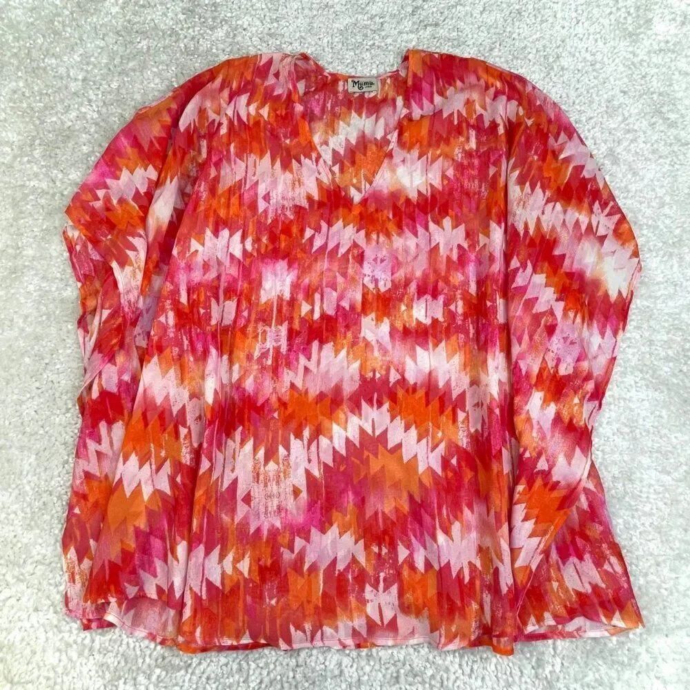 Show Mw Your Mumu Peta Tunic Magma Hot Orange Oversized